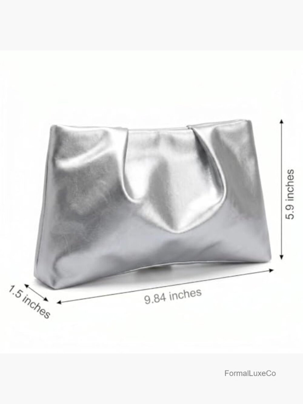 Slouchy PU Leather Clutch Purse Women Ruched Evening Handbag Zipper Closure - Picture 7 of 7
